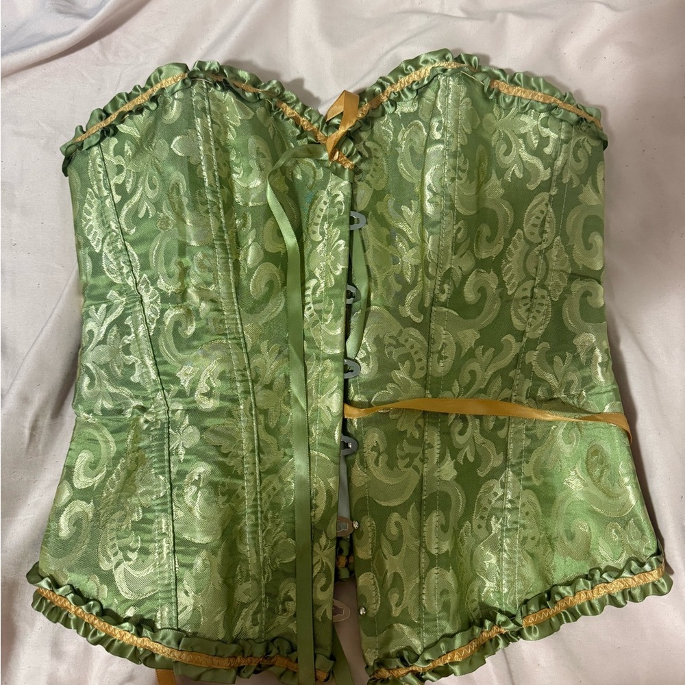 SHEIN Olive Green Brocade Corset